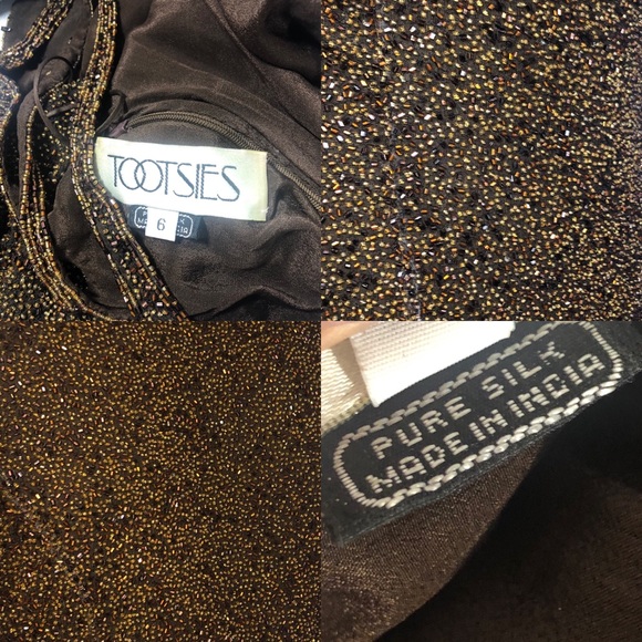 Tootsies bronze pure silk & beading open back mini - Picture 5 of 5